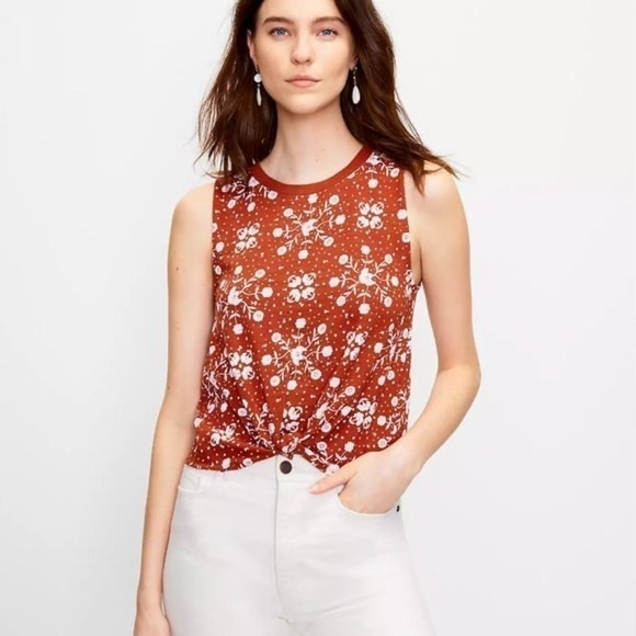 Loft Bandana Print Knot Front Tank Top Cotton 2021 Style Medium - Picture 1 of 9
